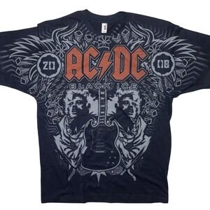 NEW‎ ACDC Black Ice Graphic Print Tee Red Anvil Shirt Discontinued Large